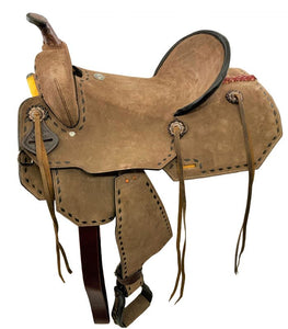 Chocolate Roughout Barrel Saddle - Pure Country Bling 