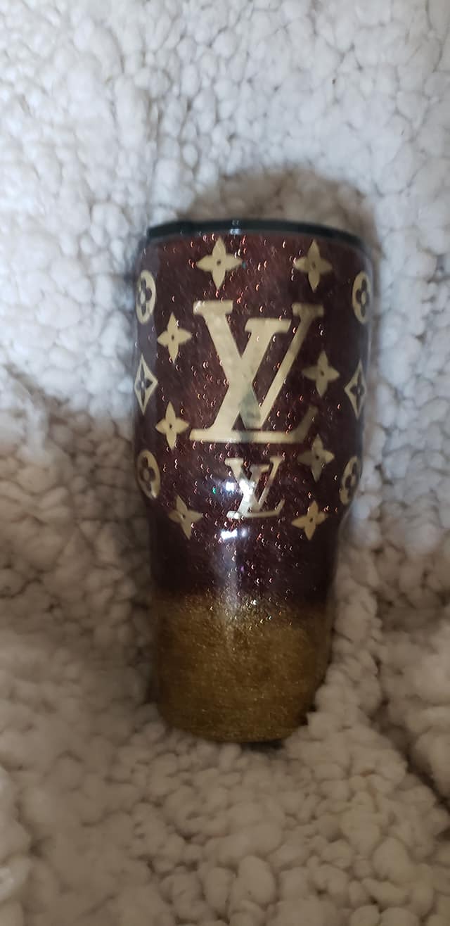 Rhinestone Yeti Rambler 30 oz with Louis Vuitton Logo