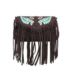 Wrangler by Montana West Leather Fringed Crossbody - Pure Country Bling 
