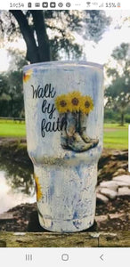 Walk By Faith Boot Tumbler - Pure Country Bling 